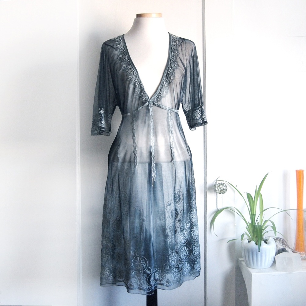 Embroidered Mesh Dress